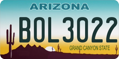 AZ license plate BOL3022