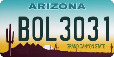 AZ license plate BOL3031