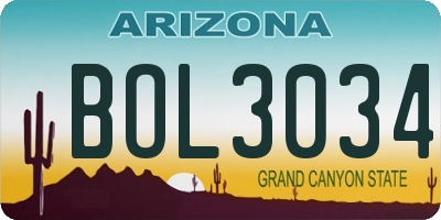 AZ license plate BOL3034
