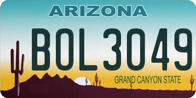 AZ license plate BOL3049