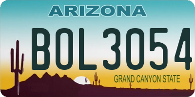 AZ license plate BOL3054