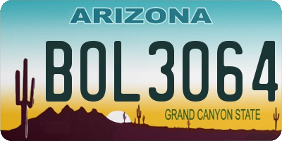 AZ license plate BOL3064