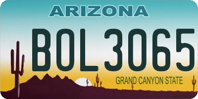 AZ license plate BOL3065