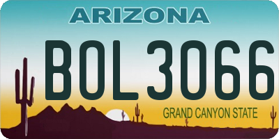 AZ license plate BOL3066