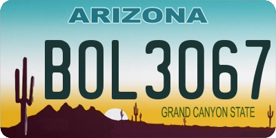 AZ license plate BOL3067