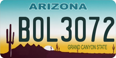 AZ license plate BOL3072