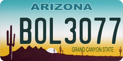 AZ license plate BOL3077