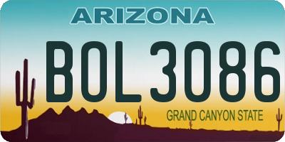 AZ license plate BOL3086