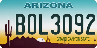 AZ license plate BOL3092