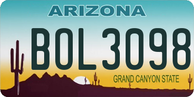 AZ license plate BOL3098