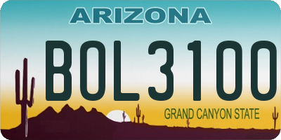 AZ license plate BOL3100