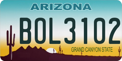 AZ license plate BOL3102