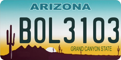 AZ license plate BOL3103
