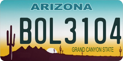 AZ license plate BOL3104