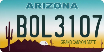 AZ license plate BOL3107