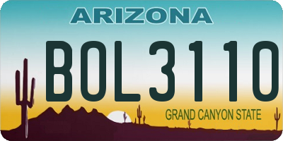 AZ license plate BOL3110