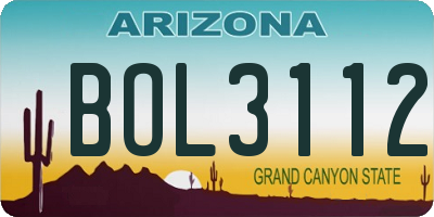 AZ license plate BOL3112