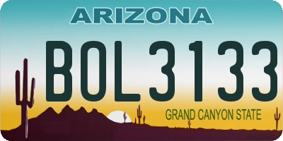 AZ license plate BOL3133