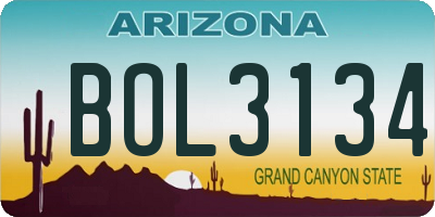 AZ license plate BOL3134