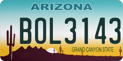 AZ license plate BOL3143