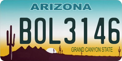 AZ license plate BOL3146