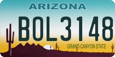 AZ license plate BOL3148