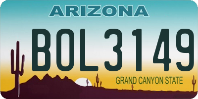 AZ license plate BOL3149