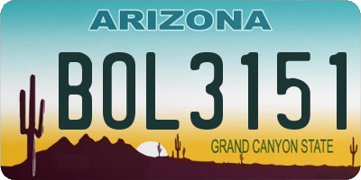 AZ license plate BOL3151