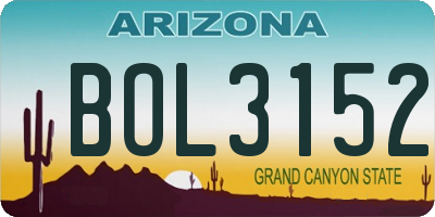 AZ license plate BOL3152