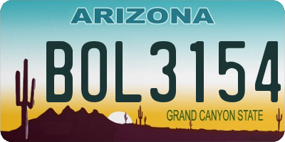 AZ license plate BOL3154