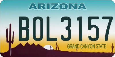 AZ license plate BOL3157
