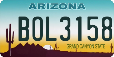 AZ license plate BOL3158