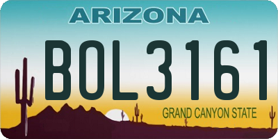 AZ license plate BOL3161