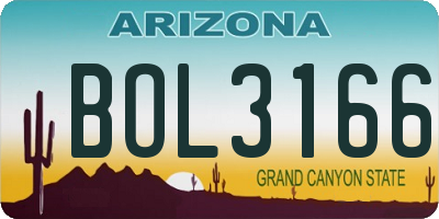 AZ license plate BOL3166
