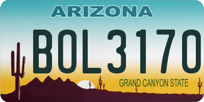 AZ license plate BOL3170