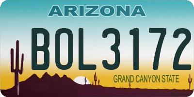 AZ license plate BOL3172