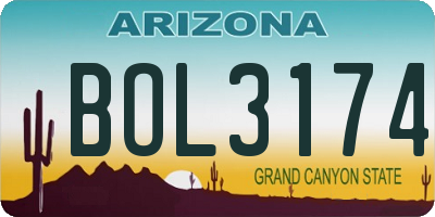 AZ license plate BOL3174