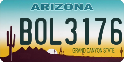 AZ license plate BOL3176