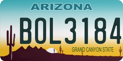 AZ license plate BOL3184