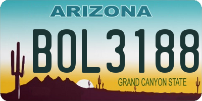 AZ license plate BOL3188