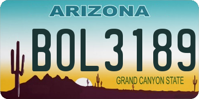 AZ license plate BOL3189