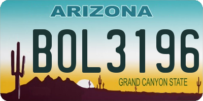 AZ license plate BOL3196