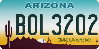 AZ license plate BOL3202