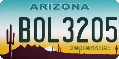 AZ license plate BOL3205