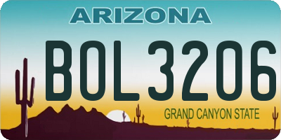 AZ license plate BOL3206