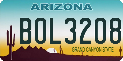 AZ license plate BOL3208