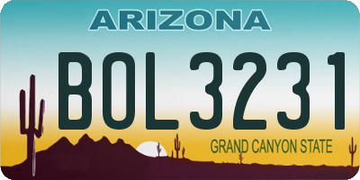 AZ license plate BOL3231