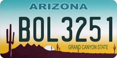 AZ license plate BOL3251