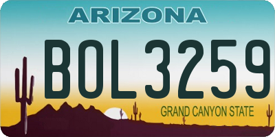 AZ license plate BOL3259