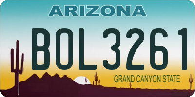 AZ license plate BOL3261